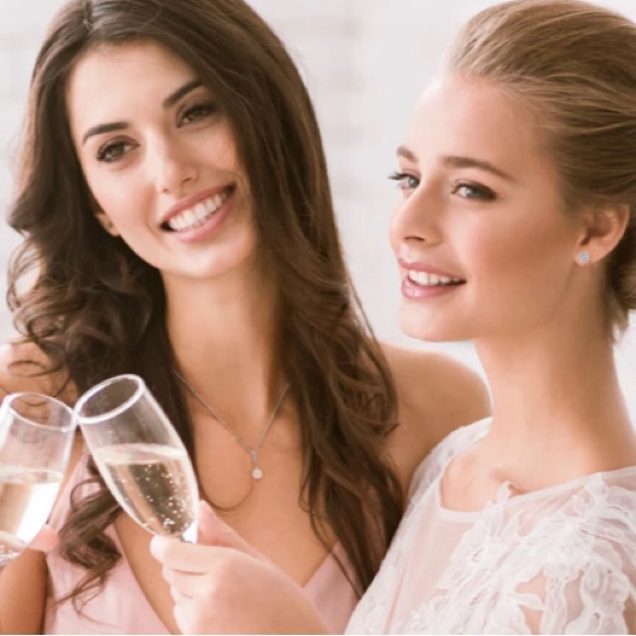 Ariel 18k White Gold Plated Halo Stud Earrings with CZ Crystals - Picture 4 of 5